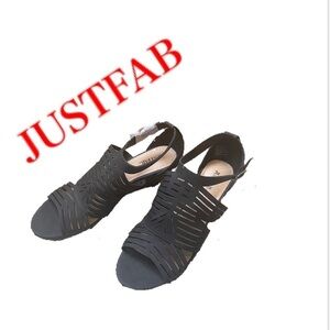 NEW Black JUSTFAB Summer Wedges Sz. 11